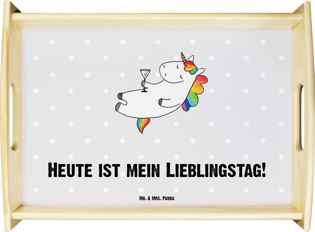 Mr. & Mrs. Panda tablett für bett Otter Seerose - Grau Pastell - Geschenk, Lieblingstag, Snack, Fluss, Wasser, Servier, aus holz, Servierplatte, S...