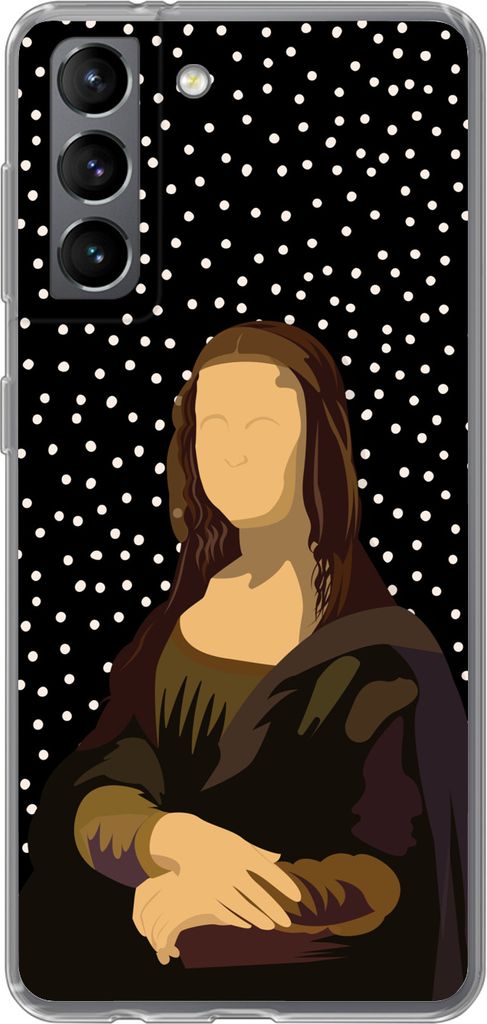 MuchoWow Handyhülle Schutzhülle Hülle für Telefoonhoesje Samsung Galaxy S21 Leonardo da Vinci - Alte Meister - Dots - Schwarz Silikon Softcas...