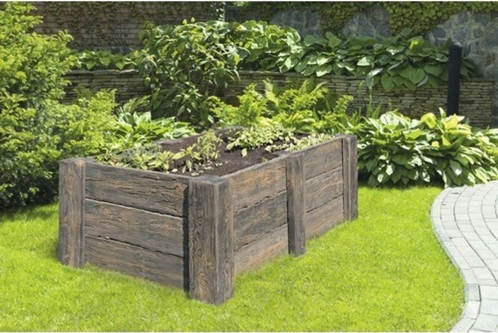 Beton Hochbeet Big Antik dunkel braun mit vormontiertem Produktbild 5