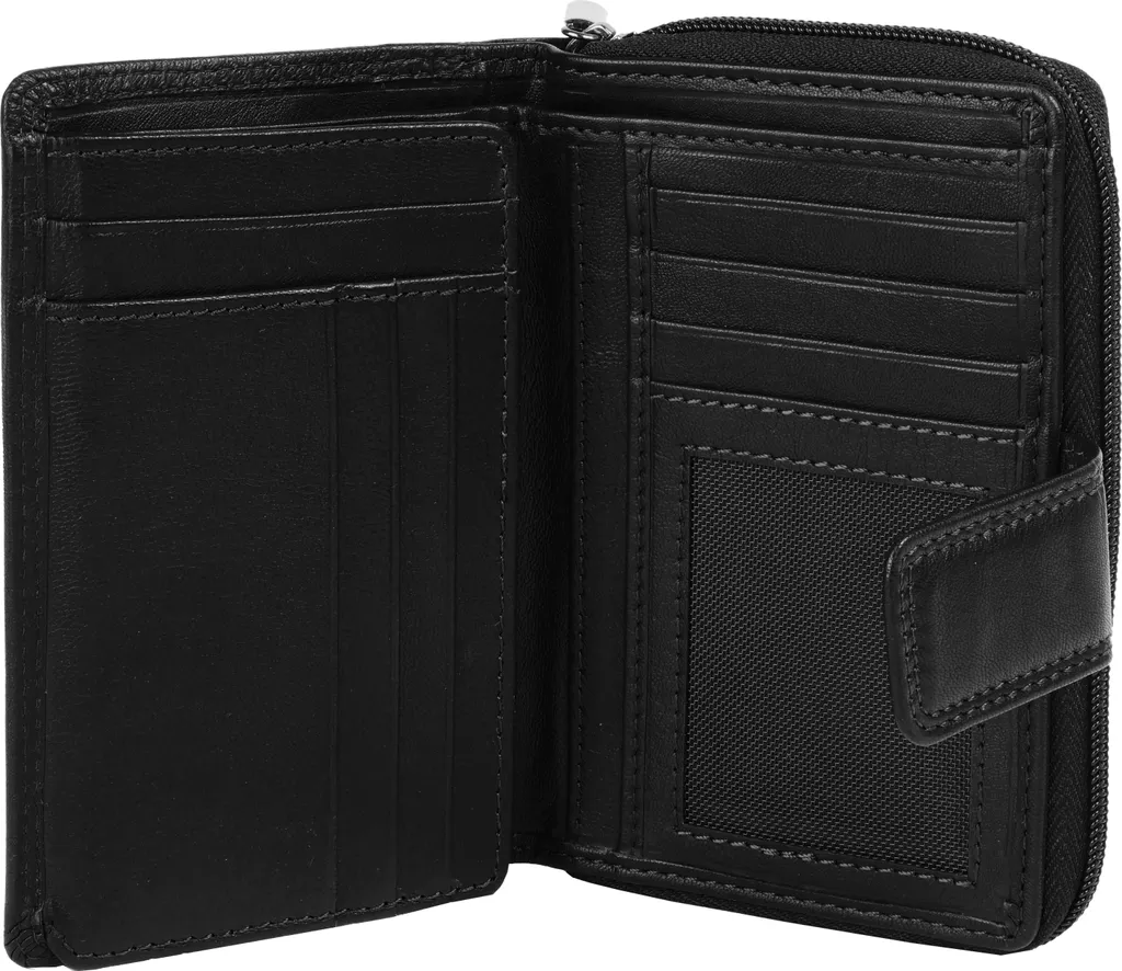 Portafoglio Nero Mano Giulia - Vera Pelle Donna con Zip e 10 Slot - 17