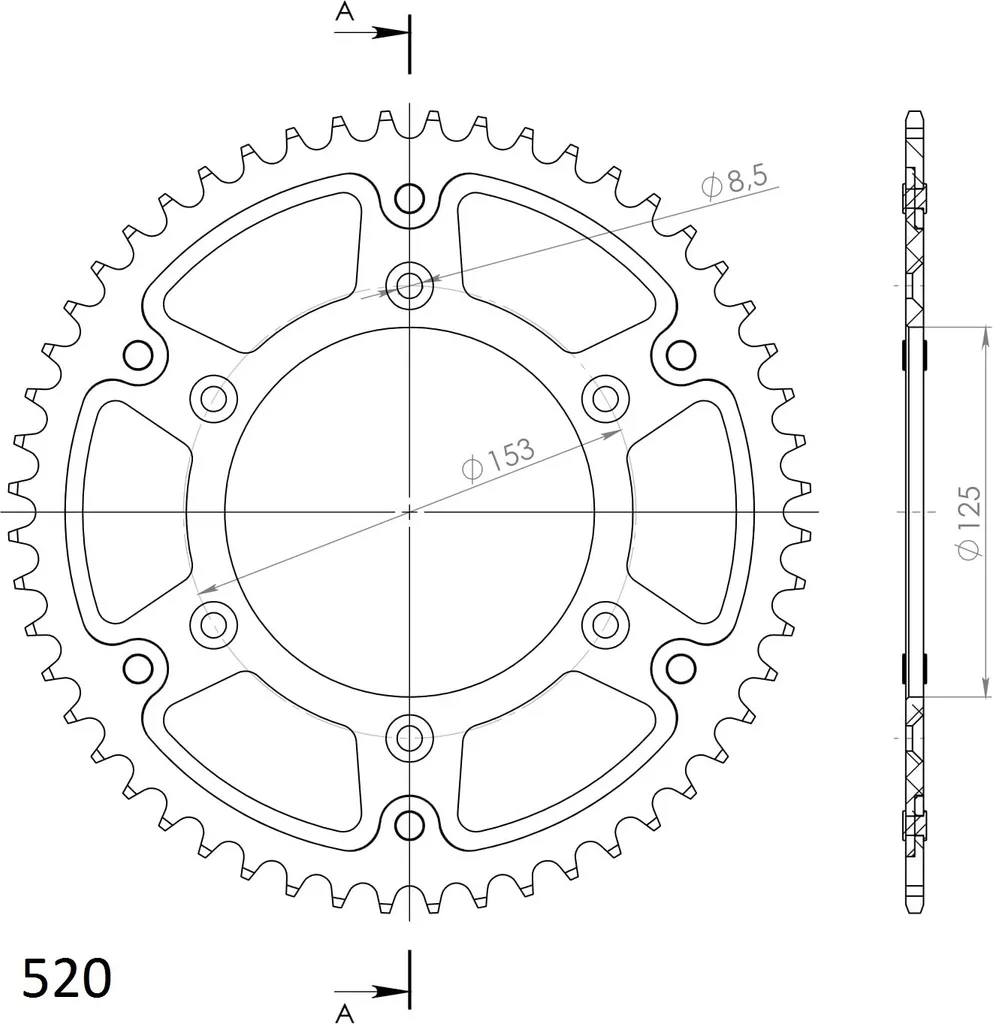 Couronne de Transmission Supersprox 520 49 Dents Noire Stealth