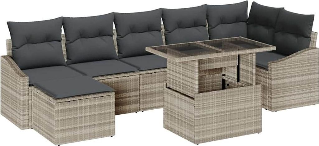 "WINTER SALE"Garten-Sofa-Set - Outdoor-Lounge-Set - mit Kissen 8er Set,multifunktional& Moderne - Hellgrau und Dunkelgrau - Gartengarnitur - Garten...