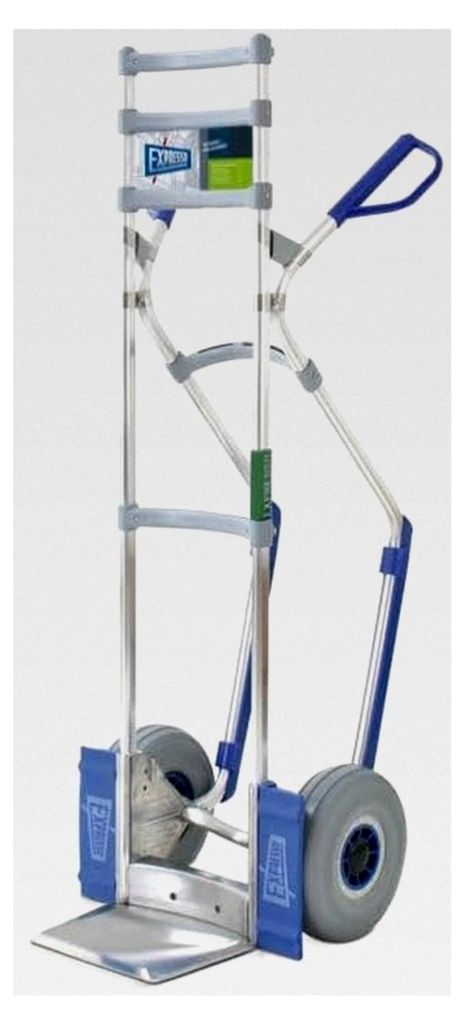 Vollmontierte Alu Profi-Sackkarre mit klappbarer Schaufel / 250 kg / Für Getränkekisten und Fässer / pannensichere Vollgummireifen