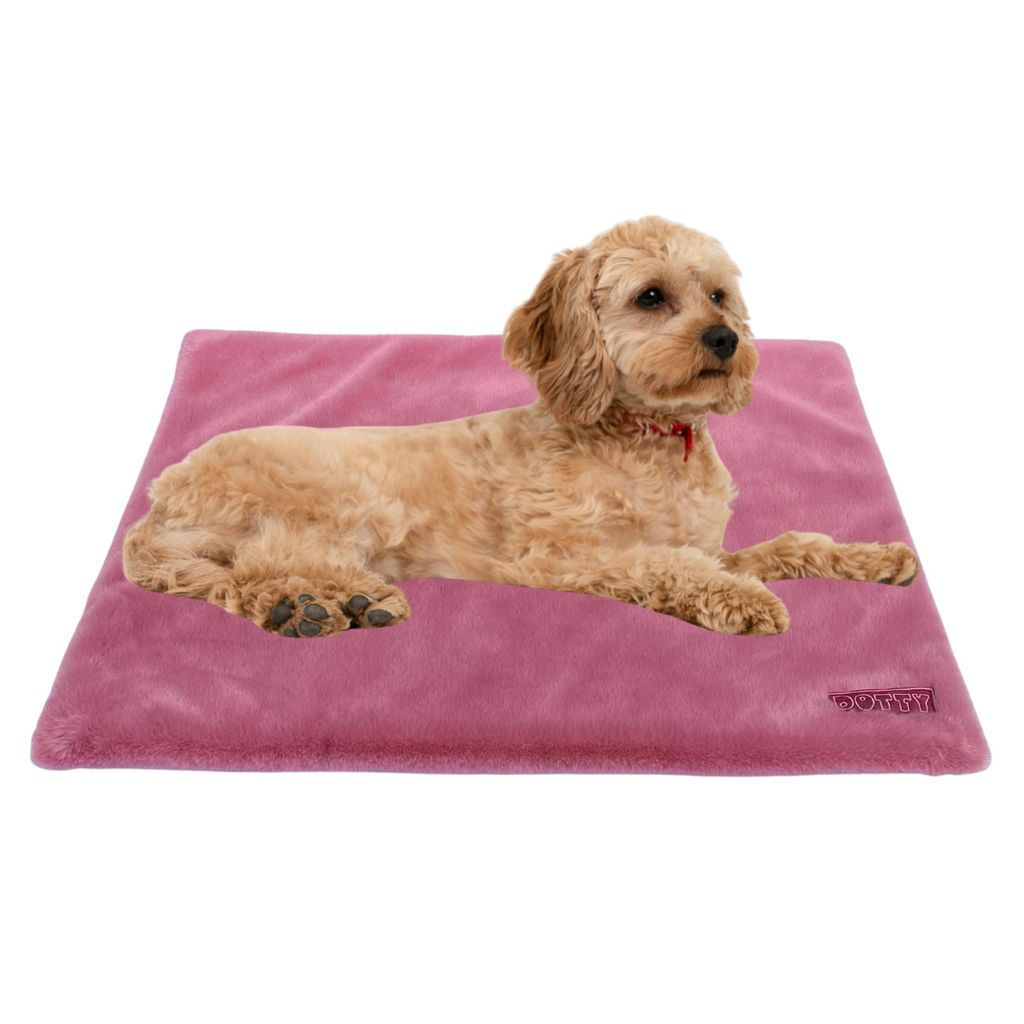 Fellmatte für Hunde, waschbar & rutschfest – Hundematte für Auto, Hundebox, Sofa – Reisebett für kleine & große Hunde - Rosa weiches Kusche...