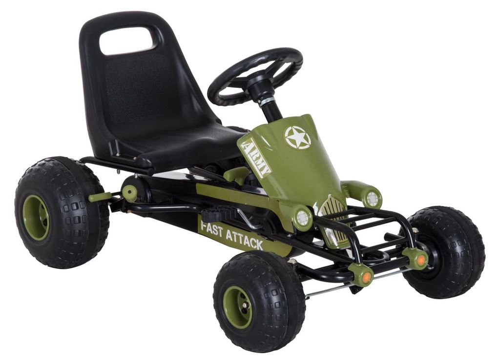 HOMCOM Go Kart - Voiture à pédales pour enfants avec frein Image du produit 