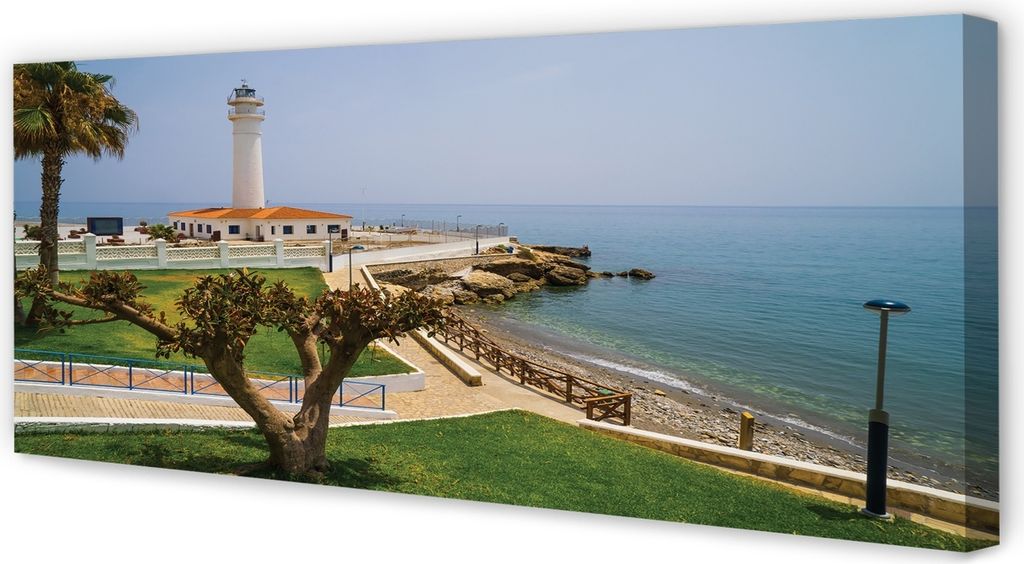 Leinwandbild 125x50 Wandkunst Spanien Küste Leuchtturm