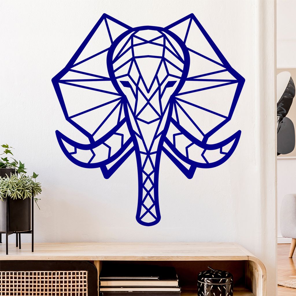 Elefant Rüssel Polygon Wandtattoo Wandaufkleber Wall Sticker - Dekoration, Küche, Wohnzimmer, Schlafzimmer, Badezimmer