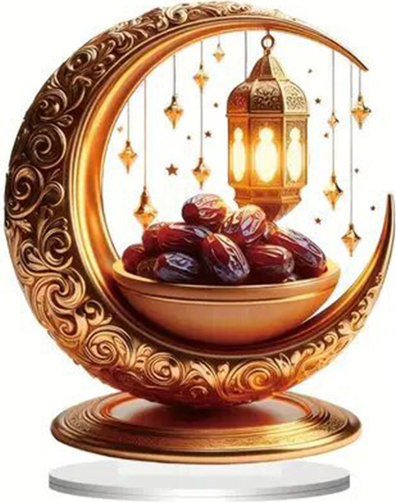 Acryl-Mondschloss-Ornament, 2D, flach, Halbmond, Moschee, Palast, Tischschild, Urlaubsparty, Zuhause, Büro, Wohnzimmer, Schlafzimmer, Schreibtisch...