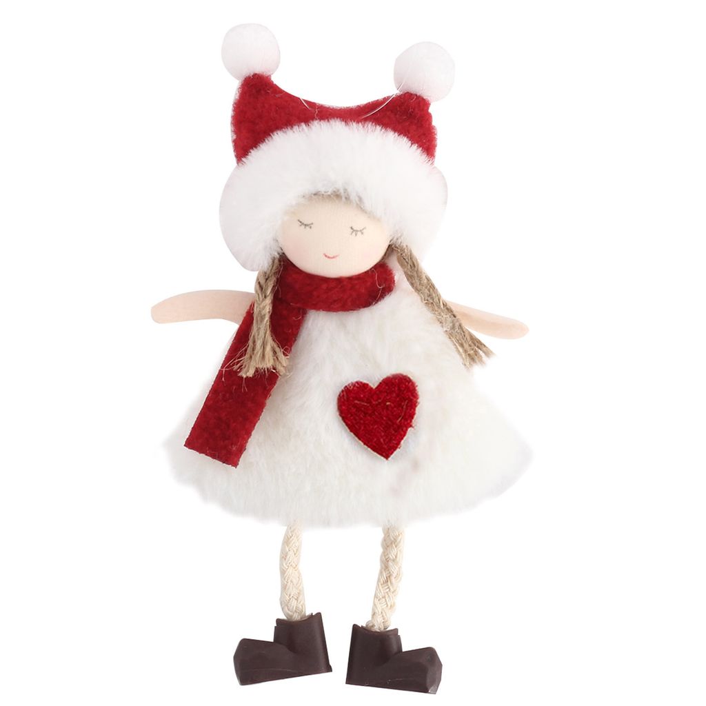 Weihnachtsbaum-Anhänger Rentier/Weihnachtsmann Claus/Mädchen/Schneemann Puppe Plüsch Hut rote Schal Langbeinige handgefertigte Festival-Requisit...