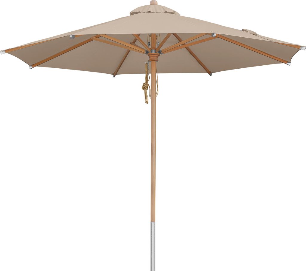 anndora Sonnenschirm - Dark Natural - anndora Sonnenschirm 3m mit Holz Buche dark natural - entnehmbare Streben - Seilzug