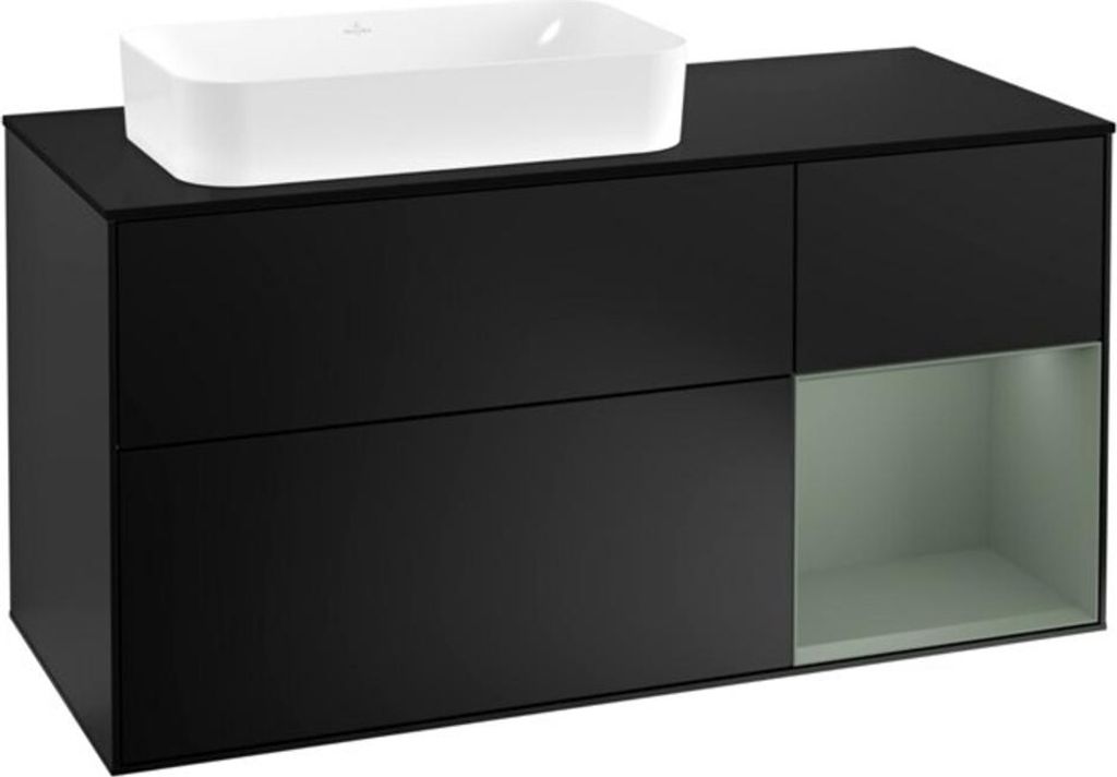 V&B Waschtischunterschrank Finion 120cm, Pl b m, Rg r Ol m Lac, bla m Lac