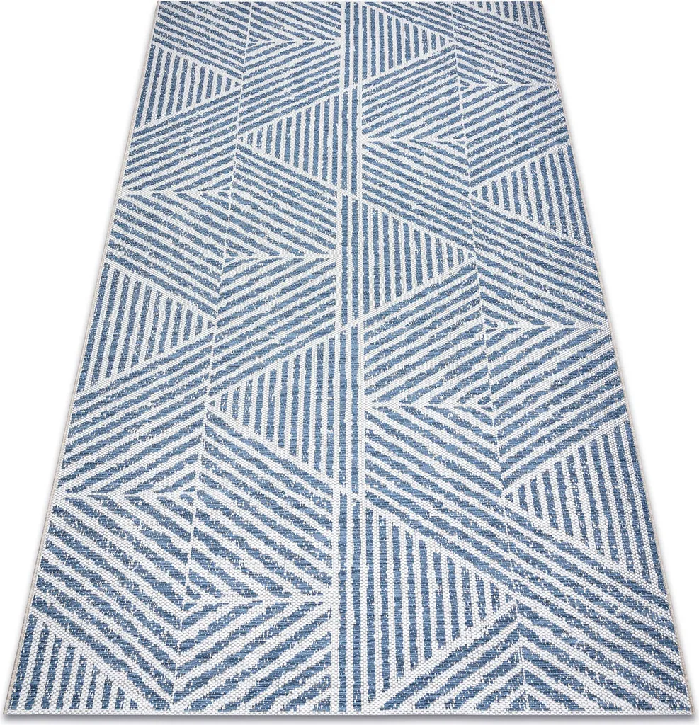 Tapis COLOR 47176360 SISAL Motif Zigzag Beige et Bleu - 140x200 cm