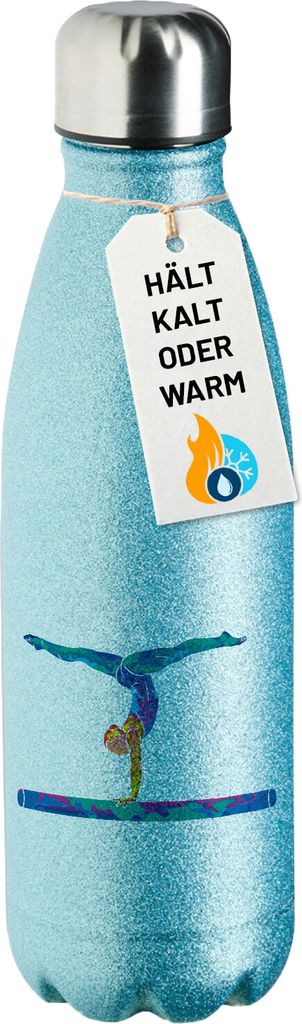 Huuraa Trinkflasche Gymnastik Schwebebalken 500ml Blue Edelstahl Wasserflasche Trinkflasche Geschenkidee