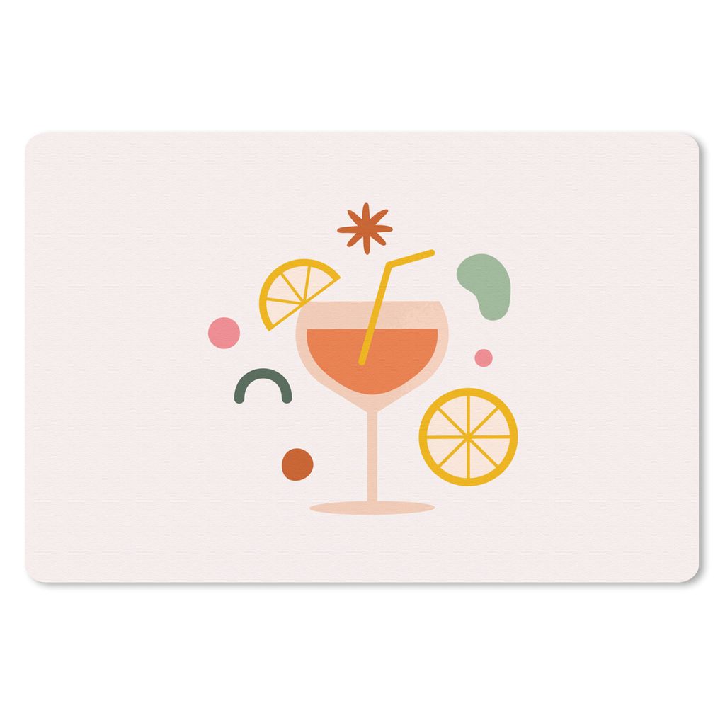 MuchoWow Schreibtischunterlage Cocktail - Strohhalm - Frucht 60x40 cm - XXL Mauspad - Großes Mauspad