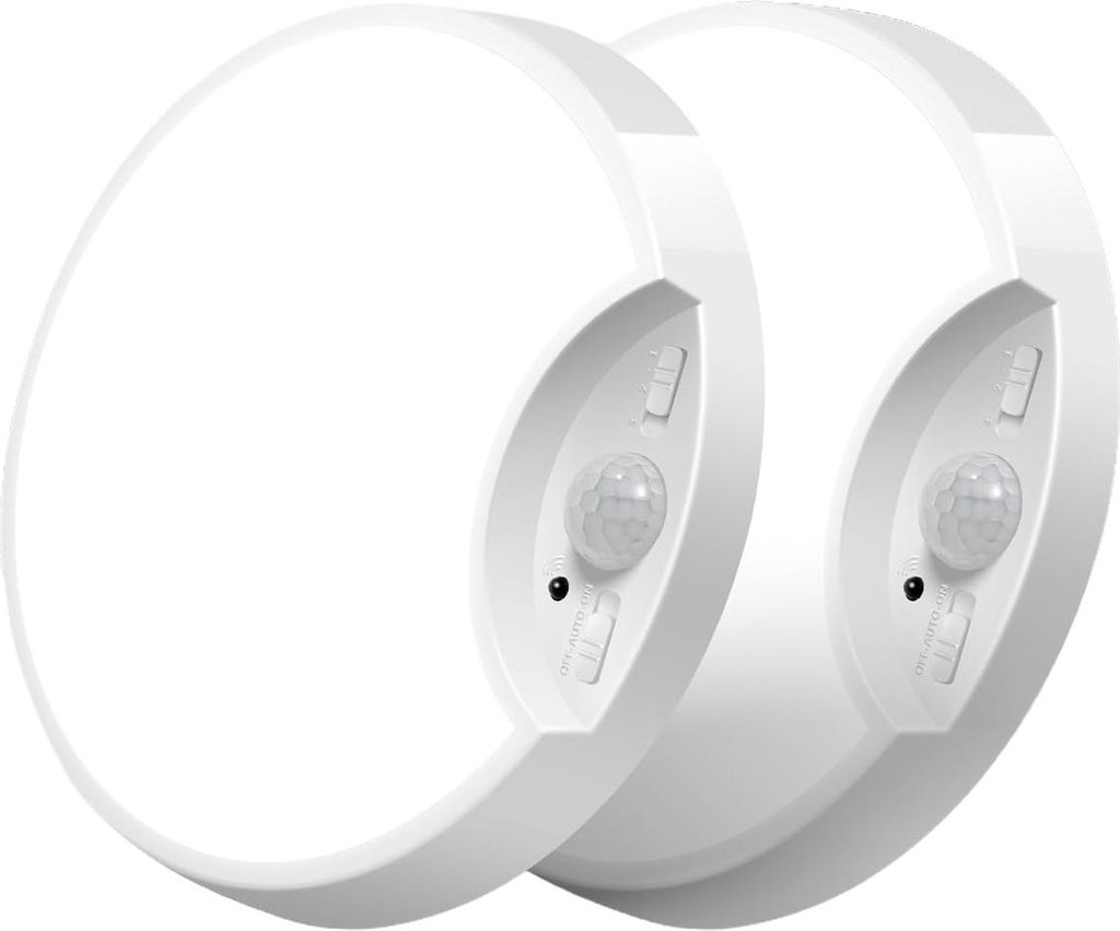 2er-Set LED-Deckenleuchten mit Bewegungsmelder, Nachtlicht für Flur & Treppenhaus, 3 Farbmodi, Fernbedienung, Akku-Betrieb
