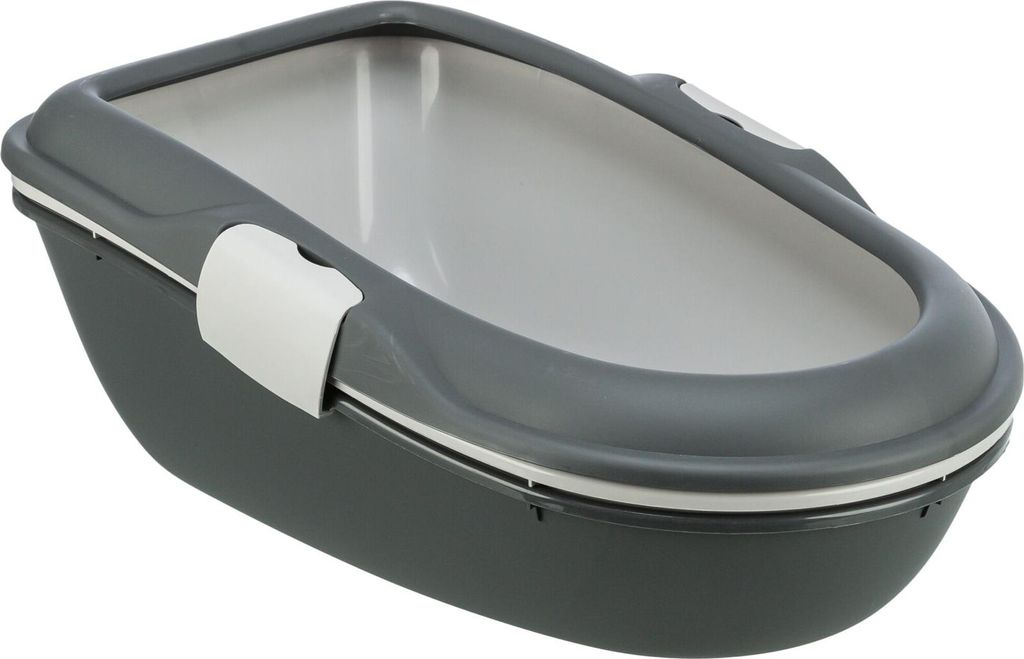 TRIXIE Katzentoilette Berto, 3tlg., mit Trennsystem - dunkelgrau/hellgrau - 39 × 22 × 59 cm