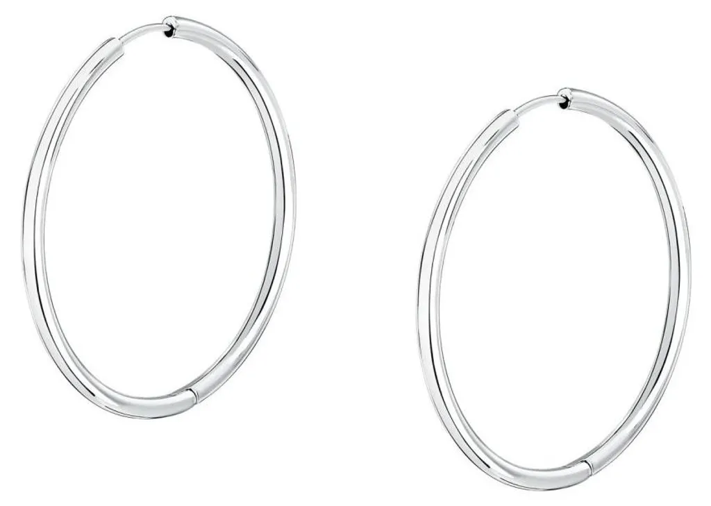 Boucles d'oreilles créoles rondes en acier Ø 3,5 cm SAUP25 Argenté