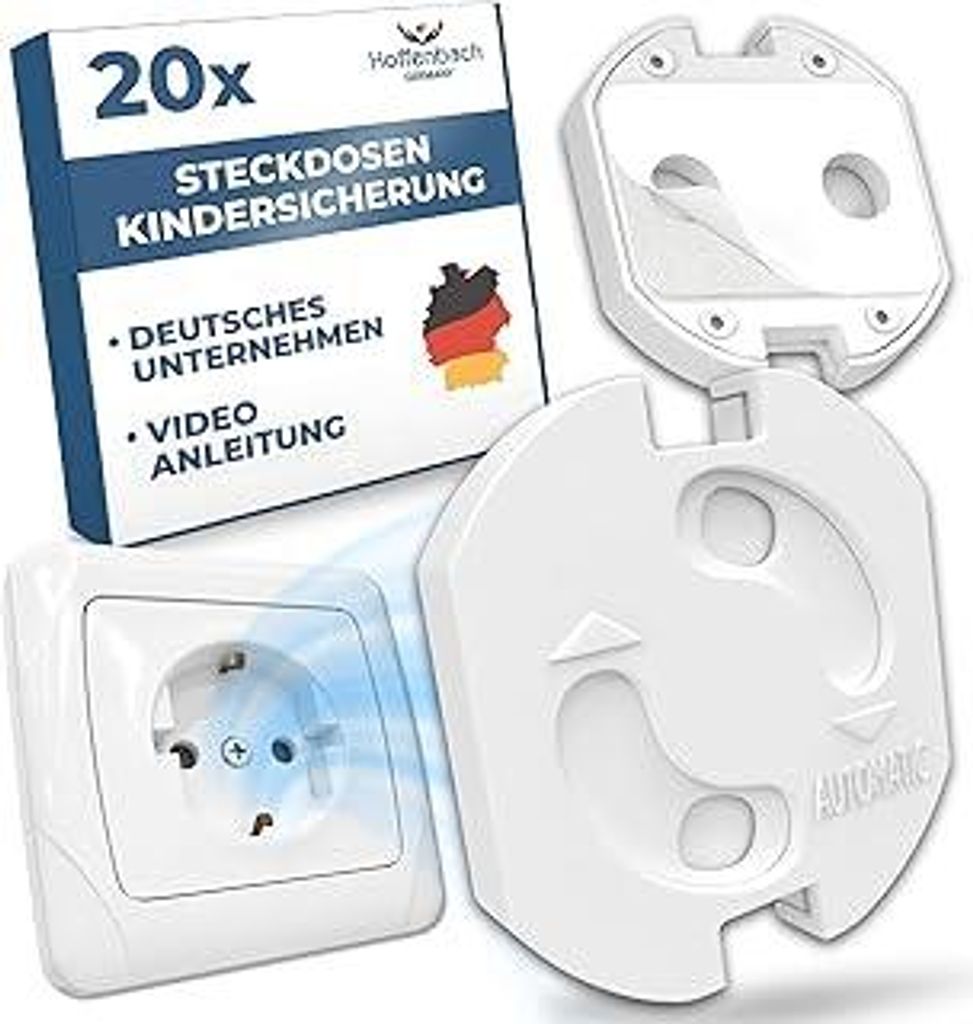 Hoffenbach 20x Steckdosen Kindersicherung – Steckdosensicherung mit Drehmechanik – Schutz für Babys & Kinder – Steckdosenschutz verhindert U...