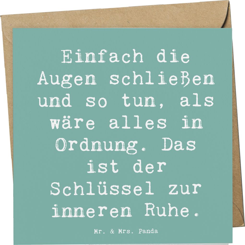 Mr. & Mrs. Panda Glückwunschkarte Spruch Innere Ruhe - Meeresbrise - Geschenk, Gelassenheit, doppelkarte, anlasskarte, Stimmung, Augen schließen,...