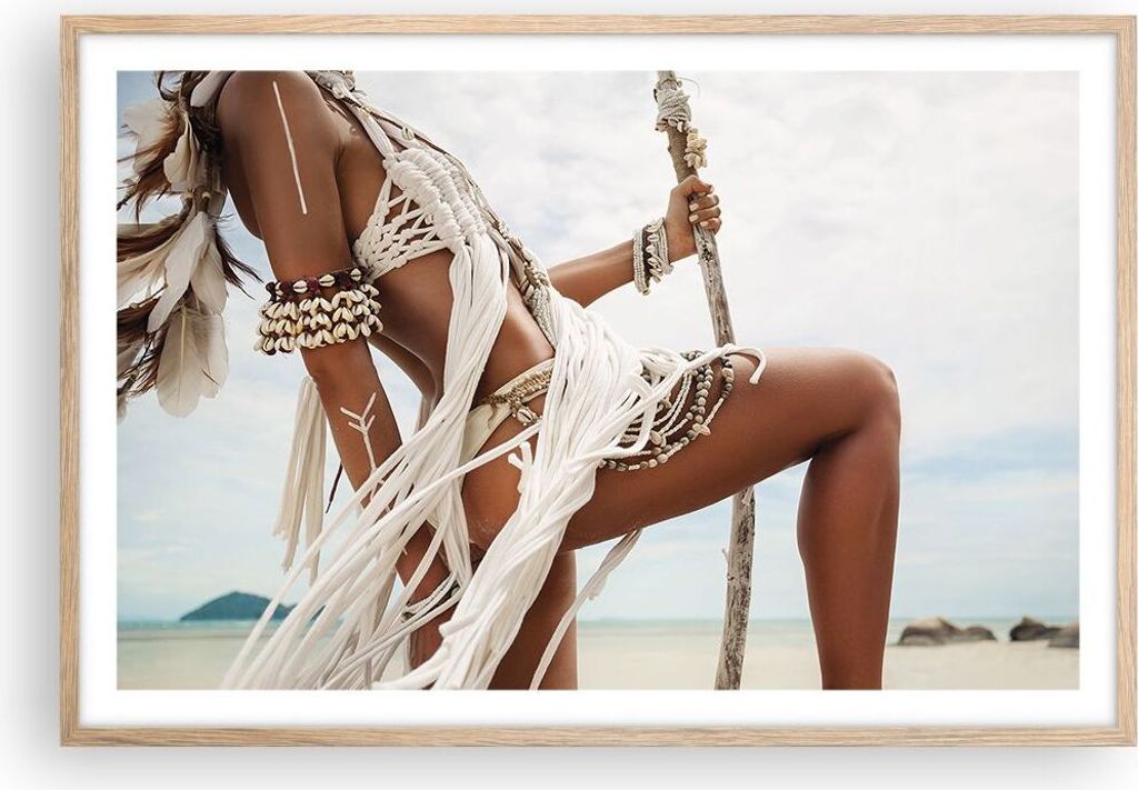 Gerahmtes Poster - Rahmen in heller Eiche - Frau Freiheit Exotik - 91,5x61 cm - Wand Bild - Wanddeko - Wandbilder - Kunstposter - Wandposter - Bild...