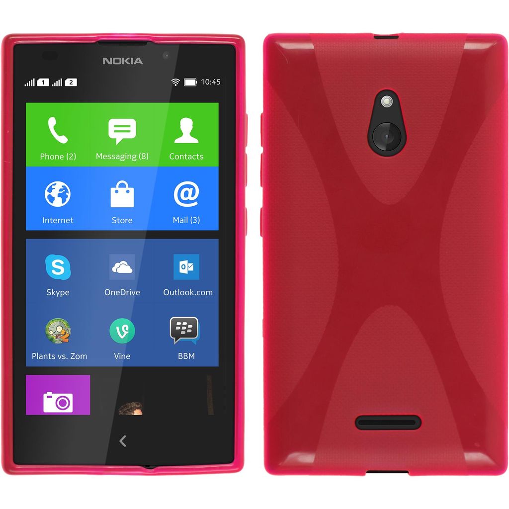 PhoneNatic Case kompatibel mit Nokia XL - pink Silikon Hülle X-Style + 2 Schutzfolien