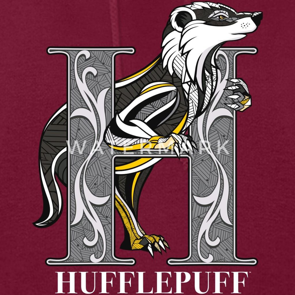 Spreadshirt Harry Potter Hufflepuff Gold monochrom Damen Hoodie, M, Bordeaux