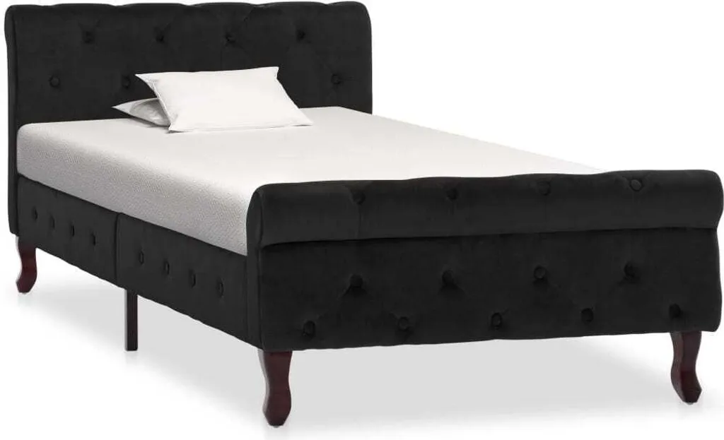 Lit une place 90x200 cm en velours noir - Cadre de lit robuste vidaXL