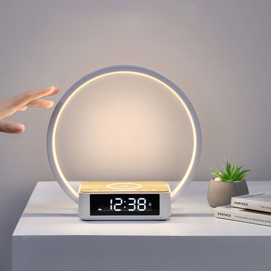 LED Tischleuchte Schlafzimmerlampe, Nachttischlampe, 10 W kabelloses Ladegerä