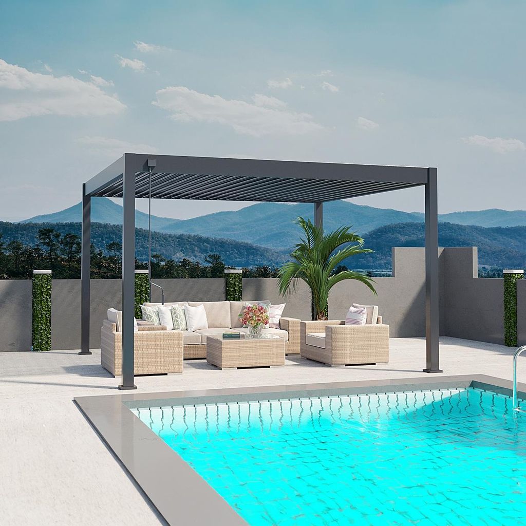 Deluxe Pavillon Terrassenüberdachung Alu 3,6 x 4 M anthrazit