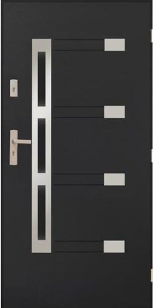 Anthrazitfarbene Energiespar-Stahltür 90x200cm rechts wetterfest Wärmedämmung U-Wert 1,3