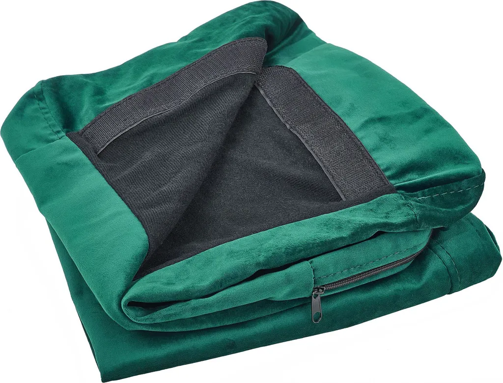 Housse de fauteuil en velours vert Bernes Lumarko extensible douce