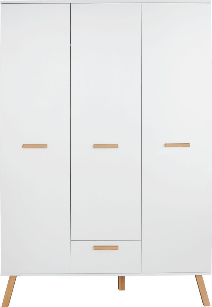 trendteam Babyzimmer Kleiderschrank Mats Weiß Melamin 130 x Produktbild 1