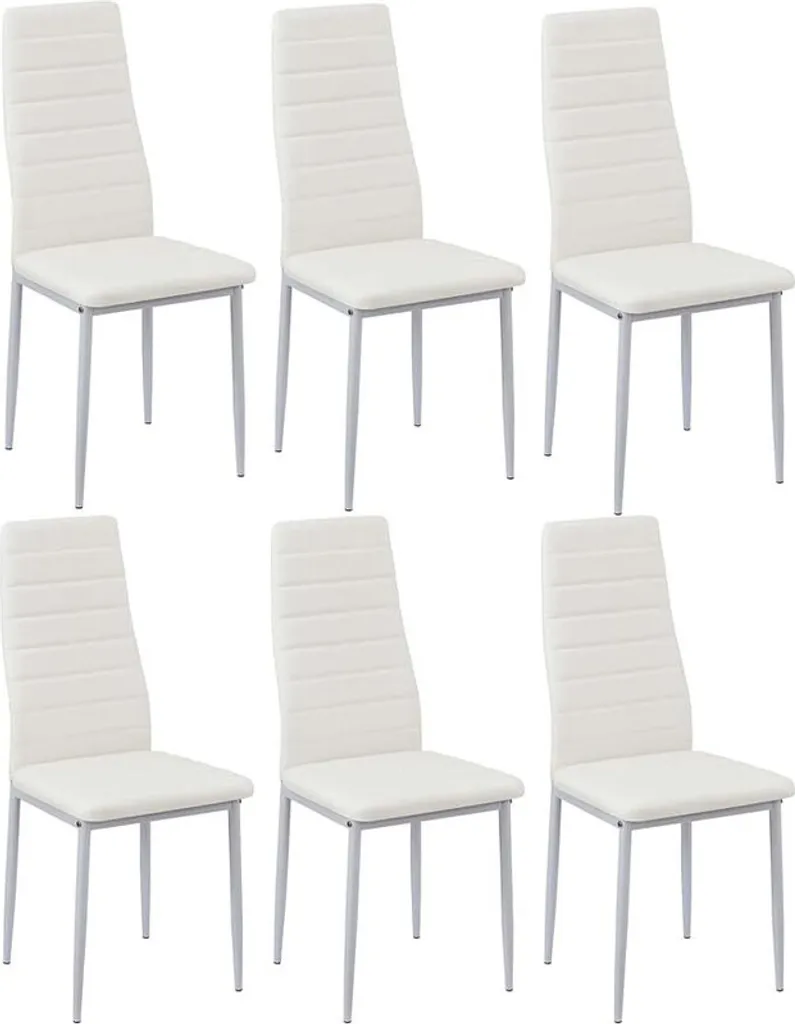 Lot 6 Chaises de Salle à Manger pour Famille Nombreuse - Simili Blanc