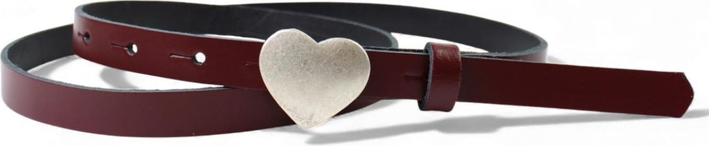 FRONHOFER süßer Kindergürtel mit silberner Herz Schnalle, plastikfrei, 1,5 cm schmal