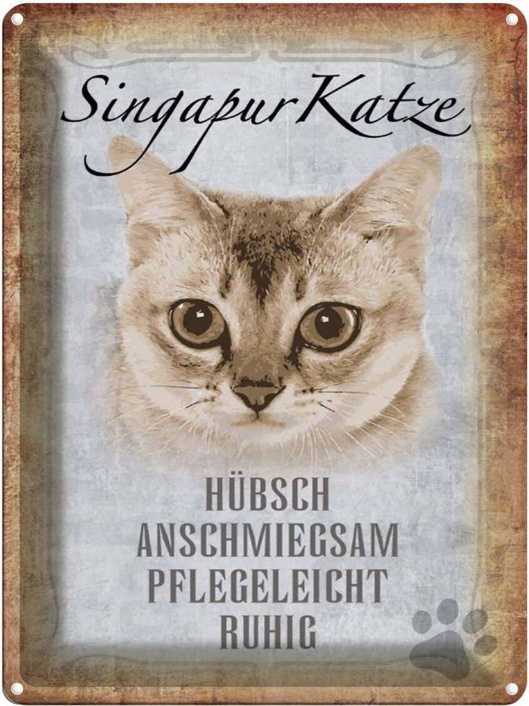 vianmo Blechschild 40x30 cm Singapur Katze