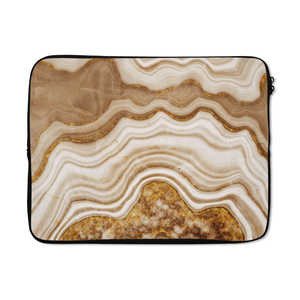MuchoWow Laptop Hülle 15 Zoll Glitzer - Gold - Achat - Edelsteine Laptoptasche - Laptoptasche - Sleeve - Rundum-Schutz
