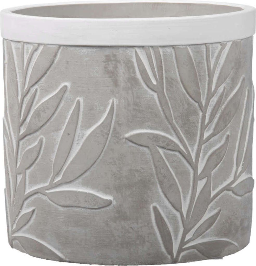 Blumentopf Zement Beton Gräser grau weiß Pflanztopf Ø18xH16,3cm Übertopf rund