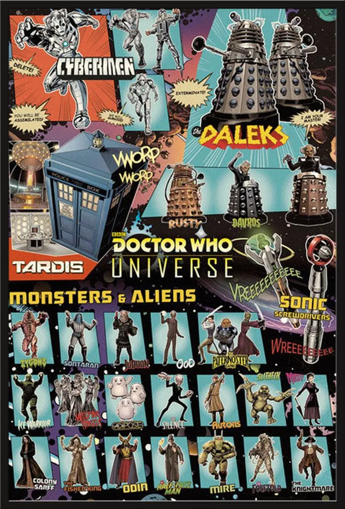 Poster Doctor Who Characters Comic avec cadre Shinsuke noir 61x91.5 cm