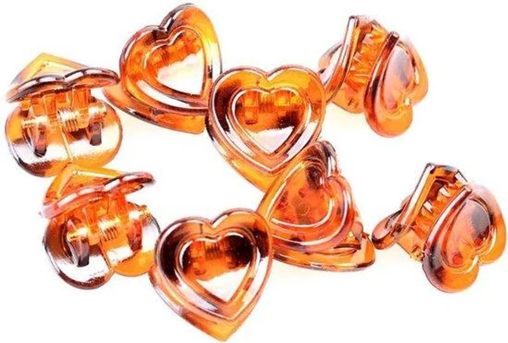 Barrettes cœur marron lot de 48 - Fini les cheveux dans les yeux des filles
