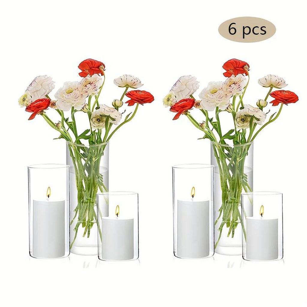 6-teiliges Glasvasen-Set transparent, Tischdeko & Produktbild 
