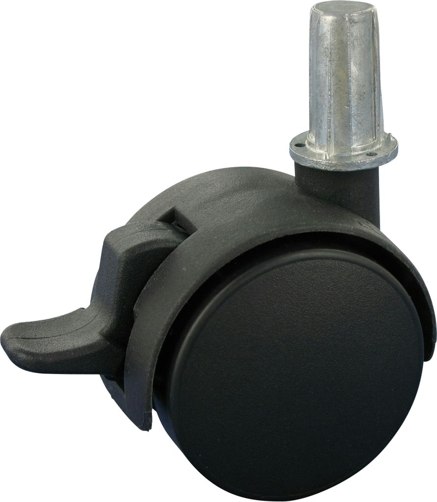 Satz 4x Möbelrolle Doppelrolle hartes 2x Rad Ø35 Hülse Ø 14x28 Bremse