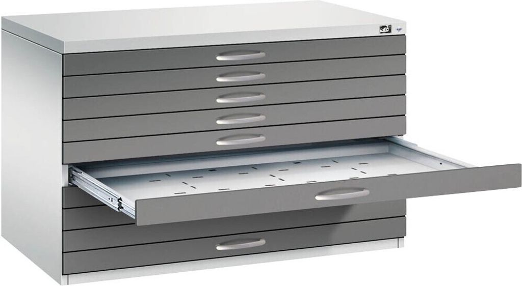 CP 7100 Planschrank lichtgrau, vulkangrau 10 Schubladen 110,0 x 76,5 x 76,0 cm