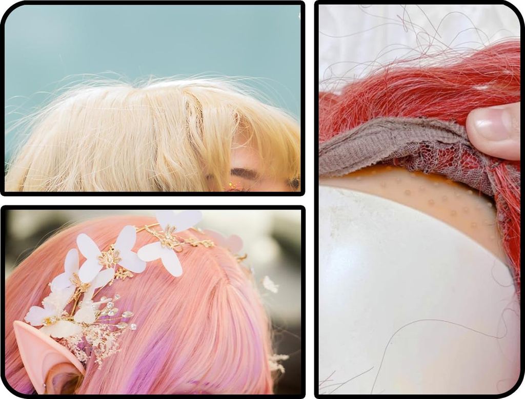 KAPSING, 2 Stück, orange, braun, nahtlose Perückenkappe, schweißbeständiger Griff, rutschfeste transparente Perückenbänder für Haarbänder, ...