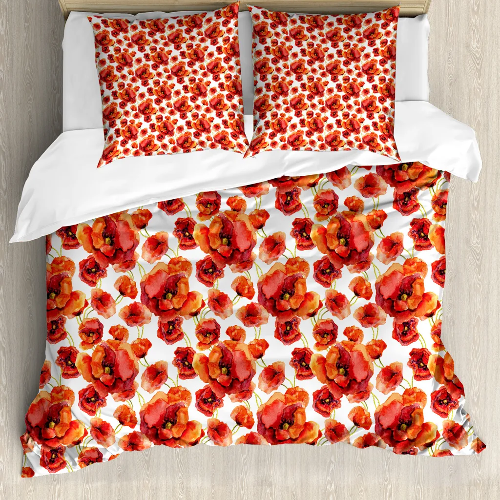 Abakuhaus Copripiumino Matrimoniale/Singolo Papaveri 155x220 Rosso