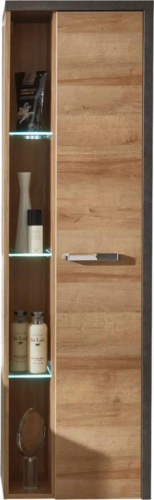 Meuble de salle de bain Bay 4 rangements Chêne Miel et effet Béton
