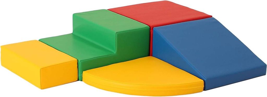 A set of colorful foam blocks for children's play.