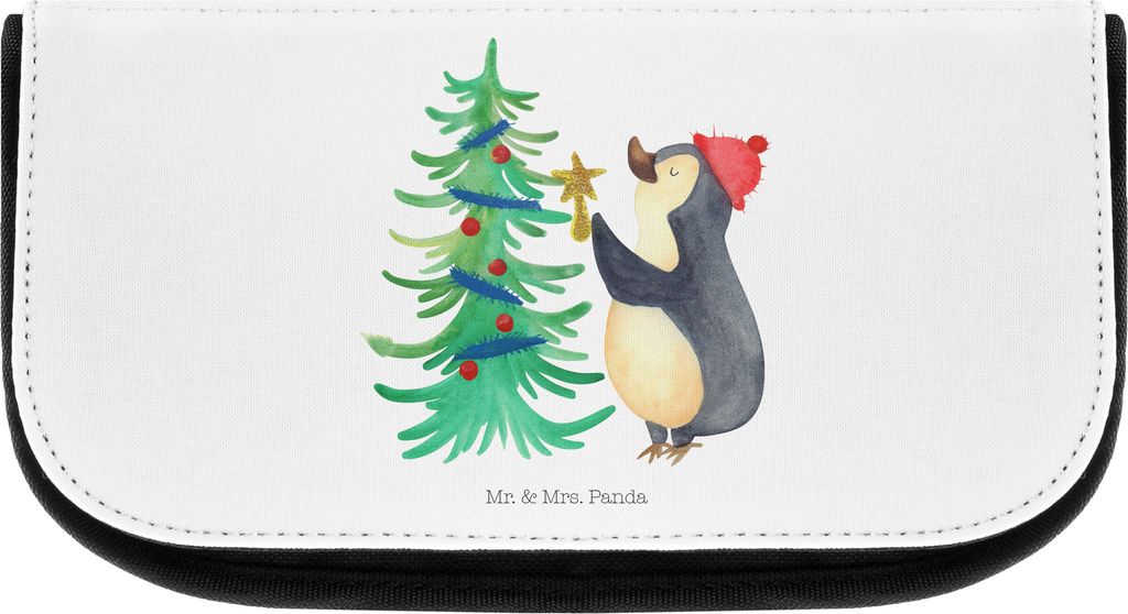 Mr. & Mrs. Panda kosmetiktäschchen Pinguin Weihnachtsbaum - Weiß - Geschenk, Weihnachten, kosmetiktasche klein, kulturtäschchen, Kulturbeutel, K...