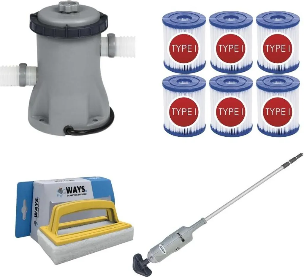 Offerta Kit WAYS: Pompa 1249 L/h + 6 Filtri Tipo I + Spazzola Omaggio