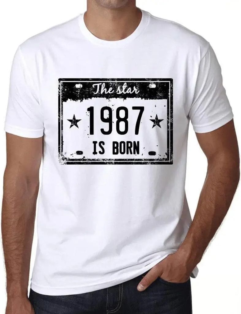 Herren Grafik T-Shirt Der Stern wird 1987 geboren – The Star Is Born in 1987 – Geschenk 37. Geburtstag Jahrestag 37 Jahre Jubiläum 37 Jährige...