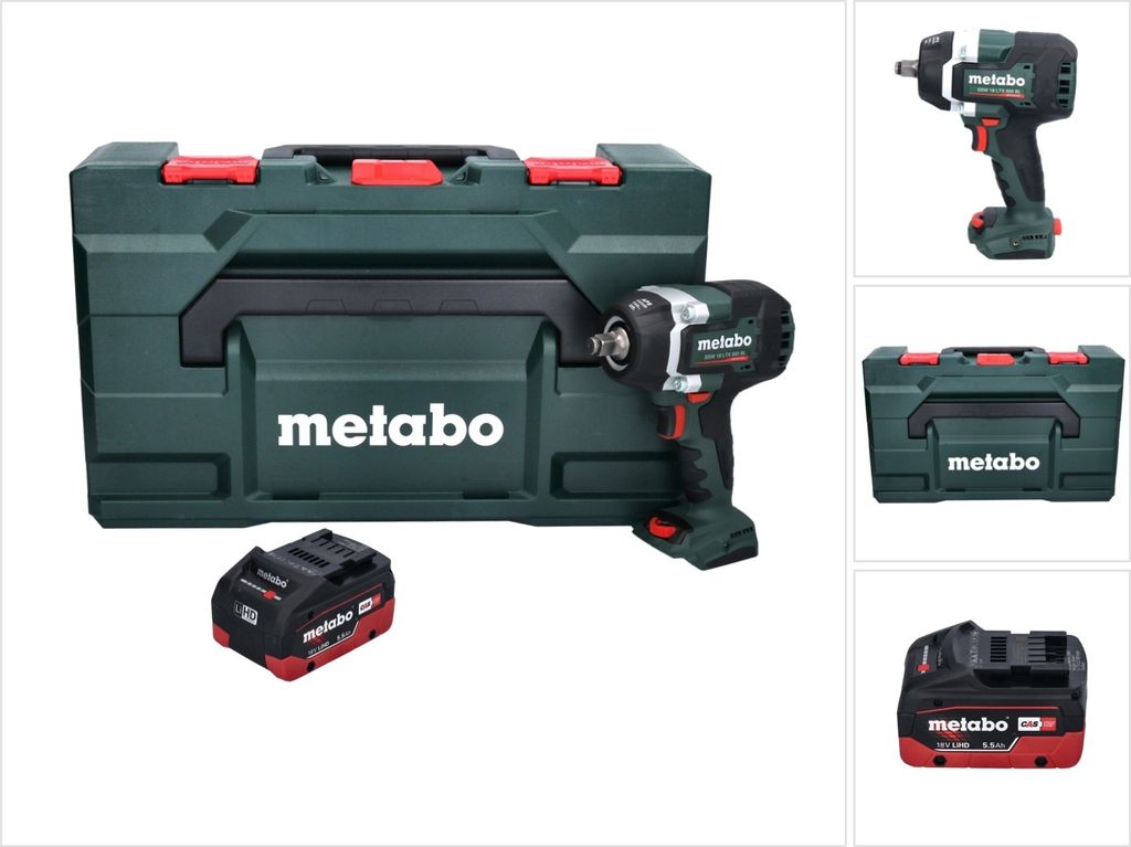 Metabo SSW 18 LTX 800 BL Akku Schlagschrauber 18 V 800 Nm 1/2" Brushless + 1x Akku 5,5 Ah + metaBOX - ohne Ladegerät